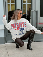 NEW ENGLAND PATRIOTS SUNDAY DRIVES PREMIUM FLEECE DROP SHOULDER CREWNECK PULLOVER