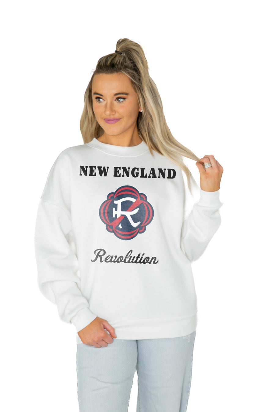 NEW ENGLAND REVOLUTION BALLER PREMIUM FLEECE DROP SHOULDER CREWNECK PULLOVER