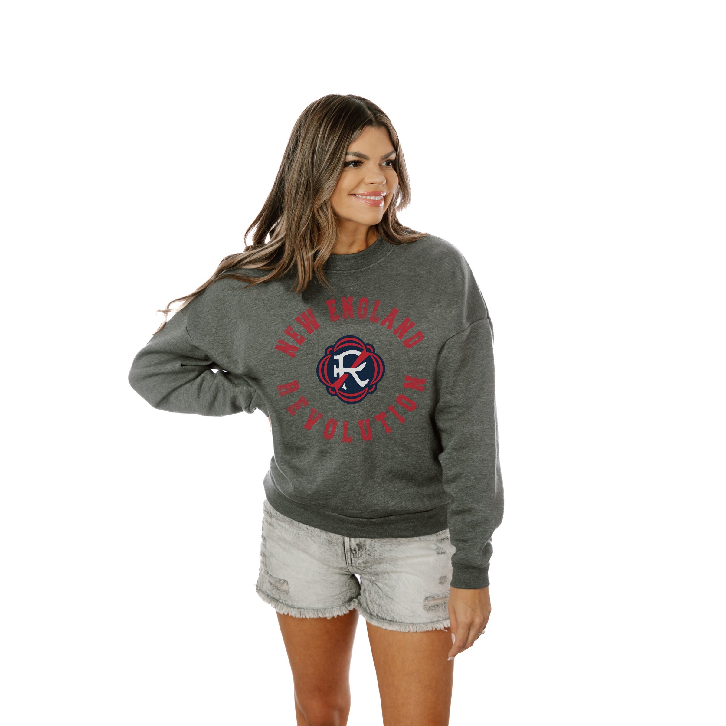 NEW ENGLAND REVOLUTION KICK BACK PREMIUM FLEECE DROP SHOULDER CREWNECK PULLOVER