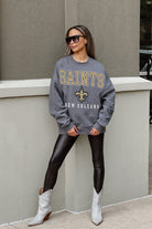 NEW ORLEANS SAINTS BRING THE ENERGY PREMIUM FLEECE DROP SHOULDER CREWNECK PULLOVER