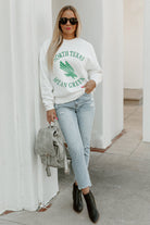 NORTH TEXAS MEAN GREEN PLAY ON PREMIUM FLEECE DROP SHOULDER CREWNECK PULLOVER