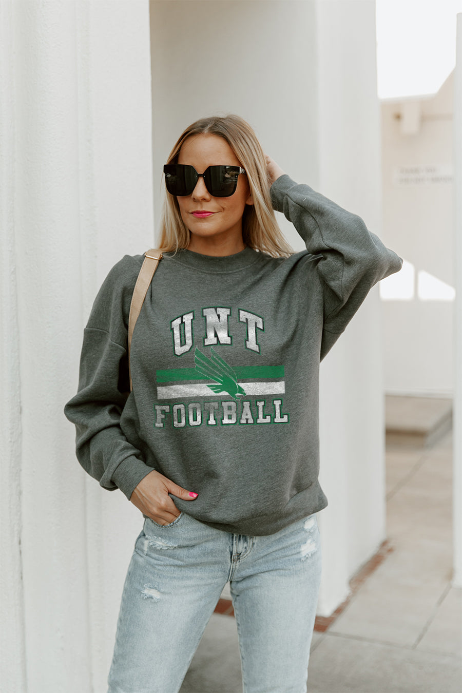 NORTH TEXAS MEAN GREEN PLAYMAKER PREMIUM FLEECE DROP SHOULDER CREWNECK PULLOVER