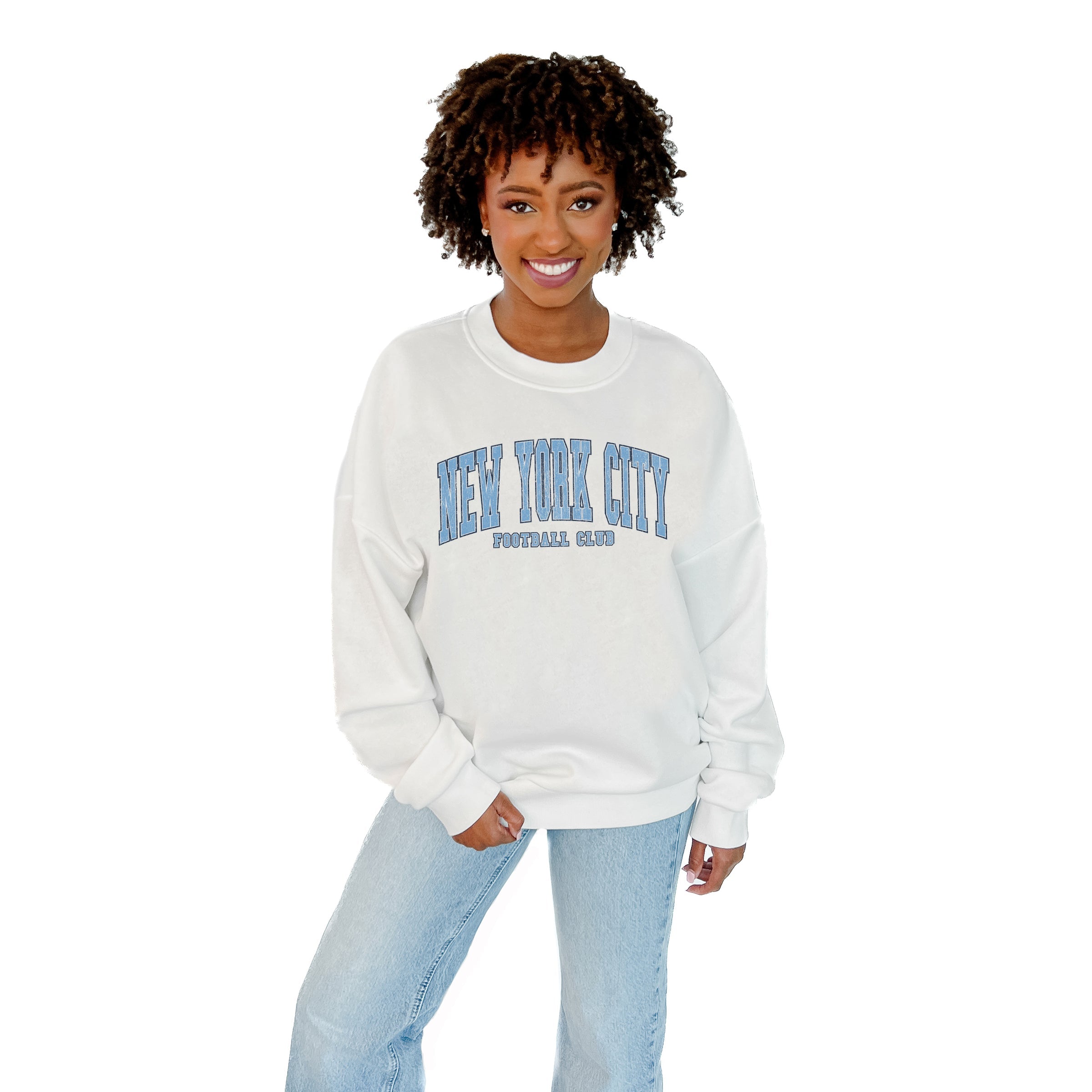 NEW YORK CITY FC EXTRA PASS PREMIUM FLEECE DROP SHOULDER CREWNECK PULLOVER