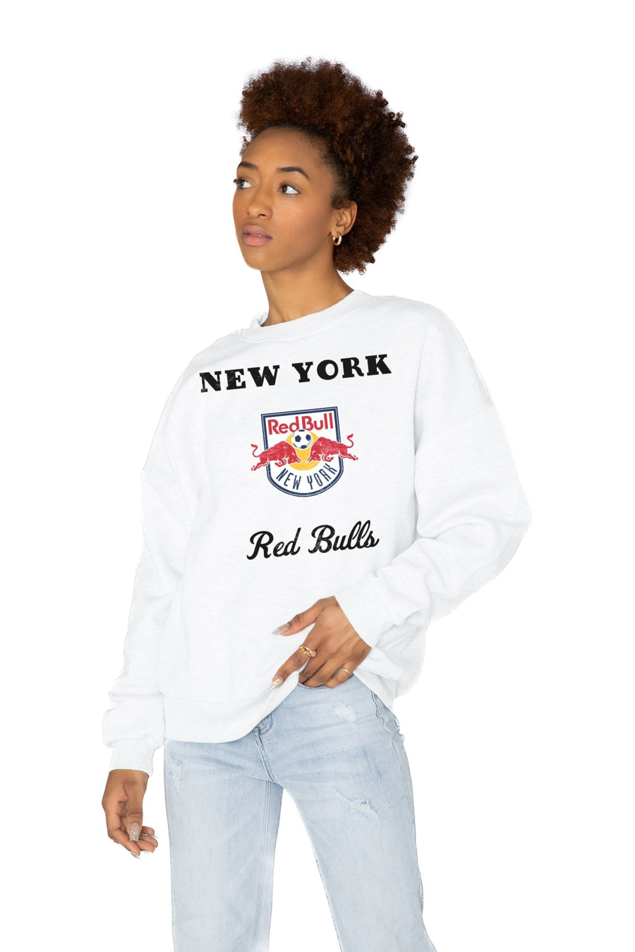 NEW YORK RED BULLS BALLER PREMIUM FLEECE DROP SHOULDER CREWNECK PULLOVER