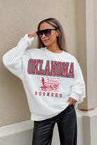 OKLAHOMA SOONERS FREESTYLE PREMIUM FLEECE DROP SHOULDER CREWNECK PULLOVER