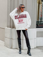 OKLAHOMA SOONERS FREESTYLE PREMIUM FLEECE DROP SHOULDER CREWNECK PULLOVER