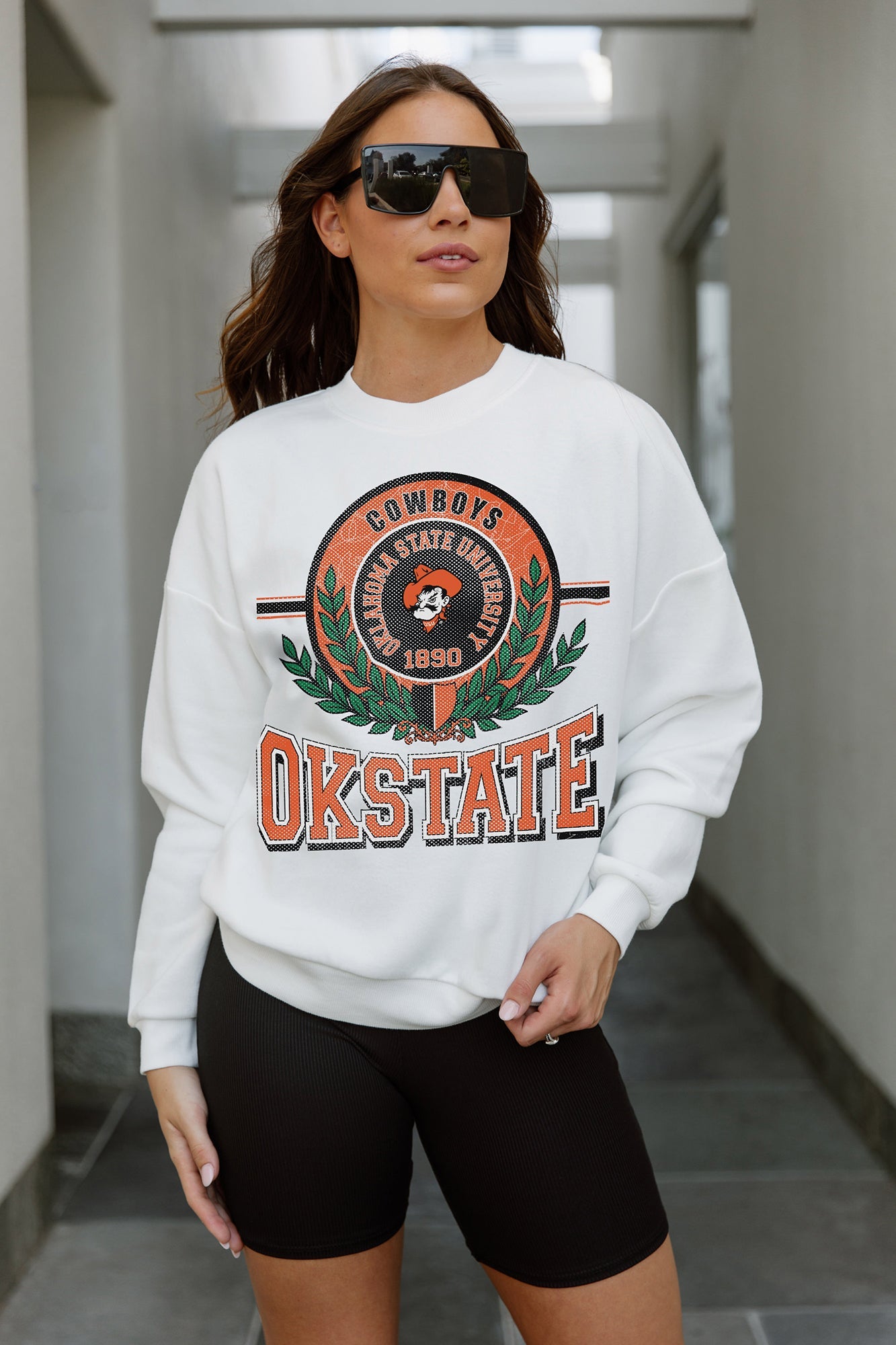 OKLAHOMA STATE COWBOYS HOT SHOT PREMIUM FLEECE DROP SHOULDER CREWNECK PULLOVER