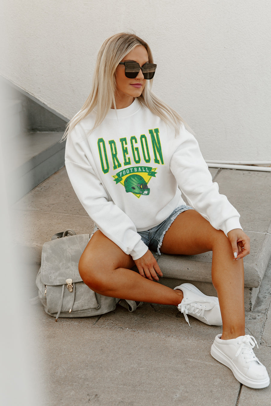 OREGON DUCKS SLOW MOTION PREMIUM FLEECE DROP SHOULDER CREWNECK PULLOVER