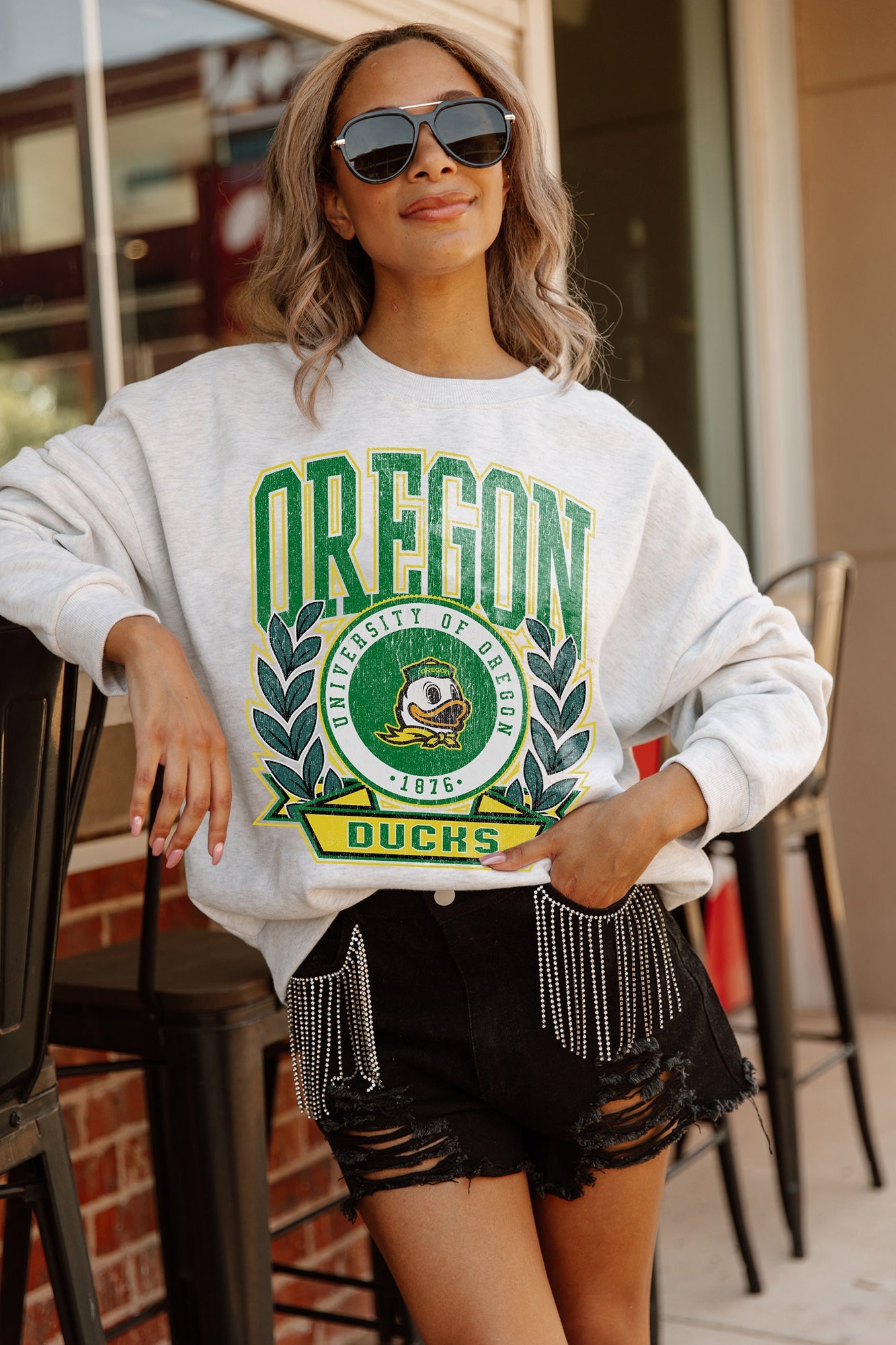 OREGON DUCKS BE A CHAMPION OVERSIZED CREWNECK TEE BY MADI PREWETT TROUTT