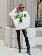 OREGON DUCKS FREESTYLE PREMIUM FLEECE DROP SHOULDER CREWNECK PULLOVER