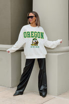 OREGON DUCKS FREESTYLE PREMIUM FLEECE DROP SHOULDER CREWNECK PULLOVER