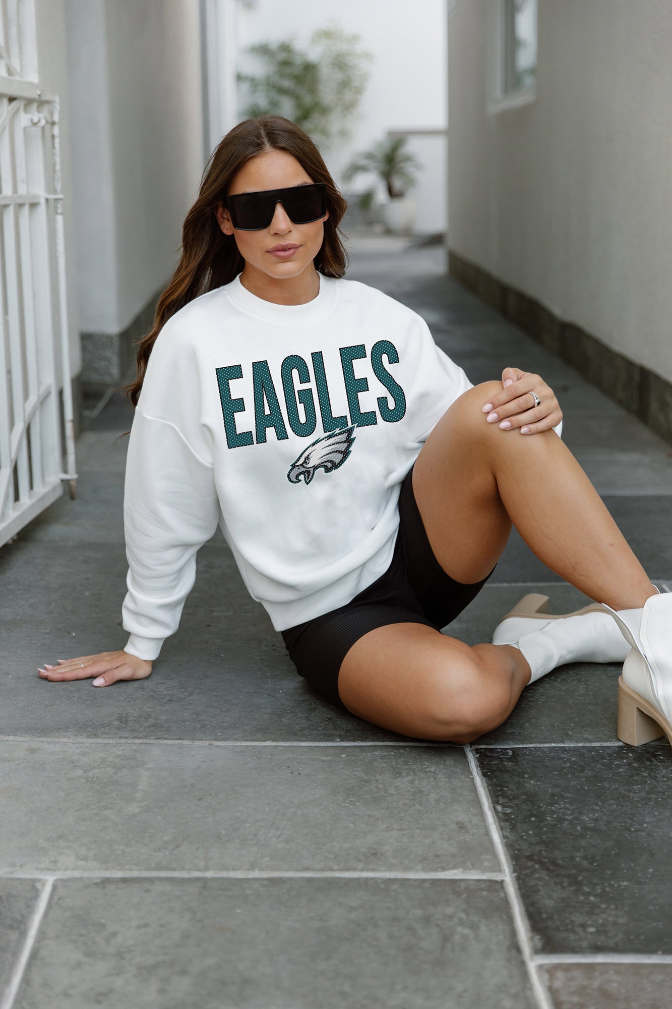 GC x NFL Philadelphia Eagles Just Go with It Premium Fleece Drop Shoulder Crewneck Pullover S / White