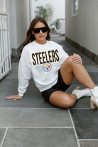 PITTSBURGH STEELERS JUST GO WITH IT PREMIUM FLEECE DROP SHOULDER CREWNECK PULLOVER