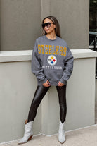 PITTSBURGH STEELERS BRING THE ENERGY PREMIUM FLEECE DROP SHOULDER CREWNECK PULLOVER