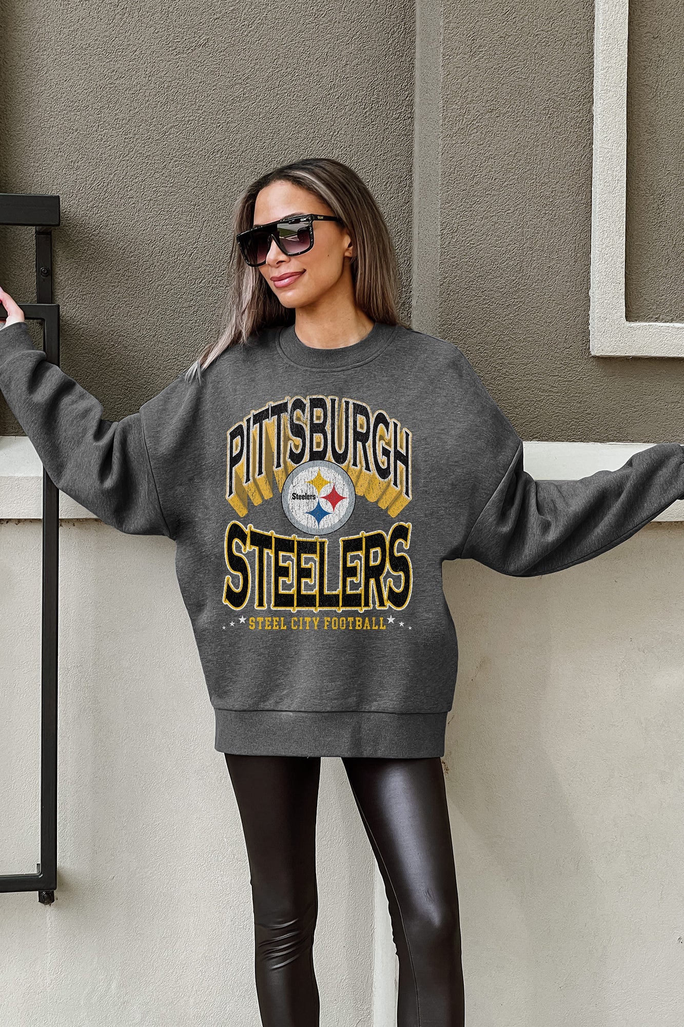 PITTSBURGH STEELERS LONG WEEKEND PREMIUM FLEECE DROP SHOULDER CREWNECK PULLOVER