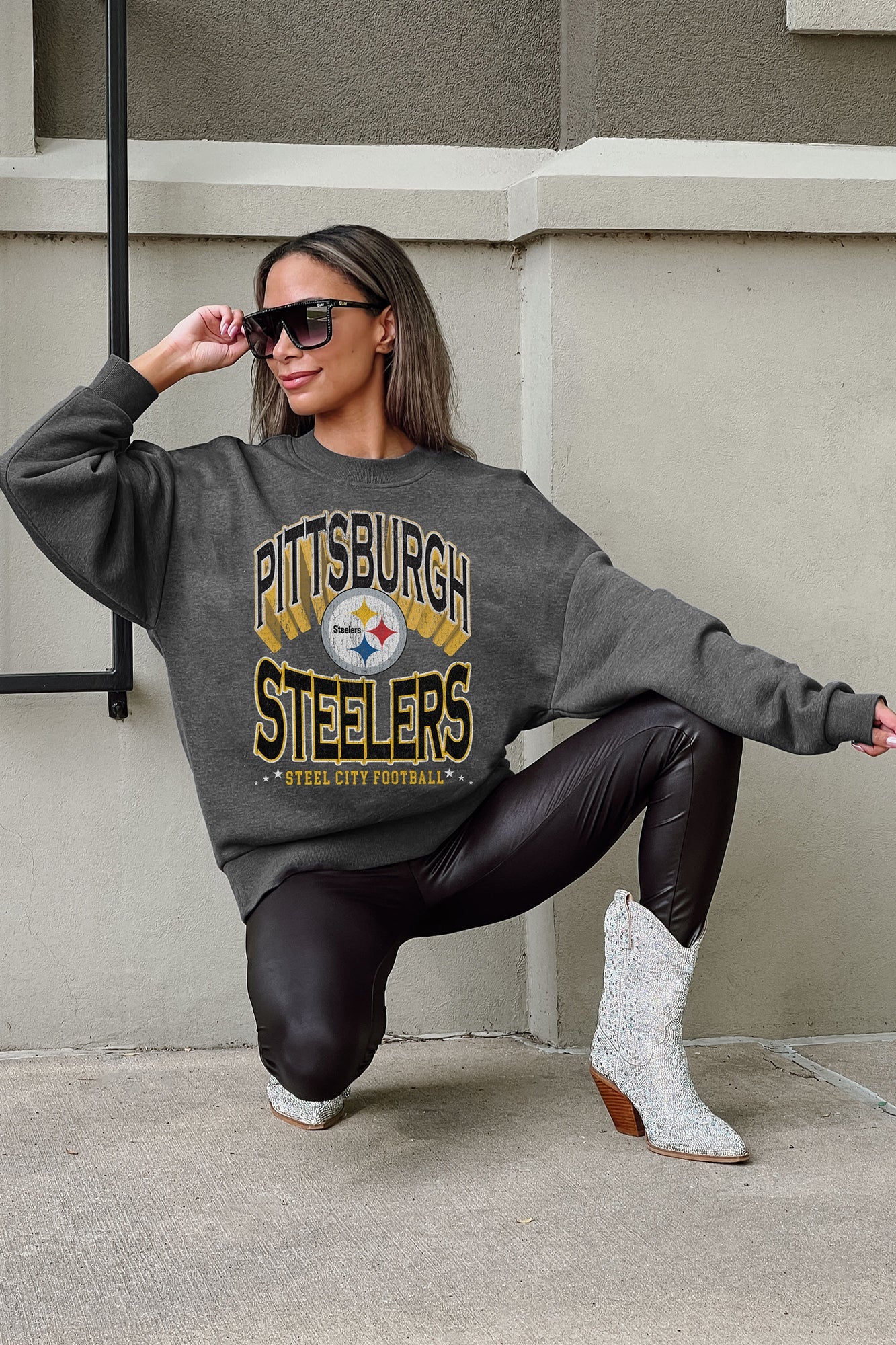 PITTSBURGH STEELERS LONG WEEKEND PREMIUM FLEECE DROP SHOULDER CREWNECK PULLOVER