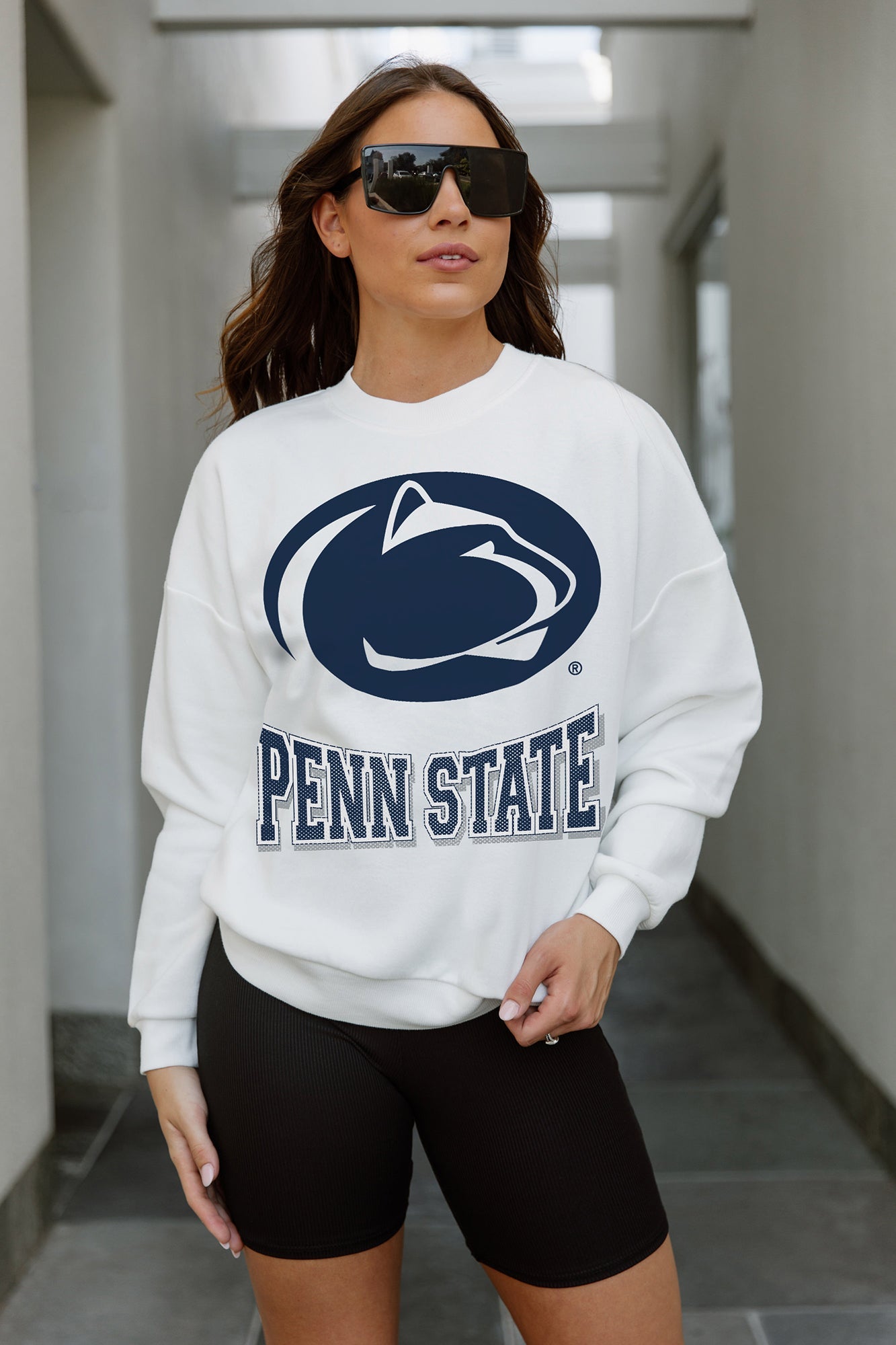 PENN STATE NITTANY LIONS HOT SHOT PREMIUM FLEECE DROP SHOULDER CREWNECK PULLOVER