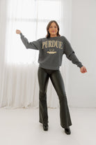 PURDUE BOILERMAKERS SEAL THE DEAL PREMIUM FLEECE DROP SHOULDER CREWNECK PULLOVER