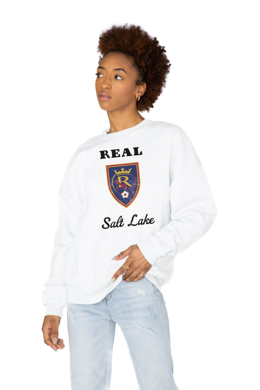 REAL SALT LAKE BALLER PREMIUM FLEECE DROP SHOULDER CREWNECK PULLOVER