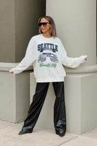 SEATTLE SEAHAWKS PASSING TIME PREMIUM FLEECE DROP SHOULDER CREWNECK PULLOVER