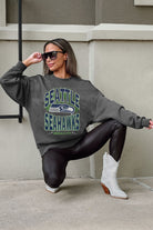 SEATTLE SEAHAWKS LONG WEEKEND PREMIUM FLEECE DROP SHOULDER CREWNECK PULLOVER