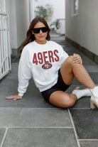 SAN FRANCISCO 49ERS JUST GO WITH IT PREMIUM FLEECE DROP SHOULDER CREWNECK PULLOVER