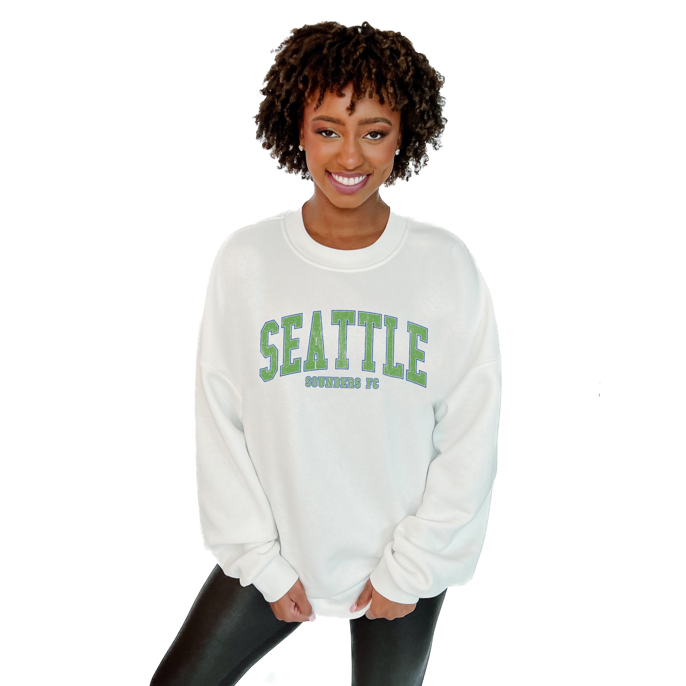 SEATTLE SOUNDERS FC EXTRA PASS PREMIUM FLEECE DROP SHOULDER CREWNECK PULLOVER