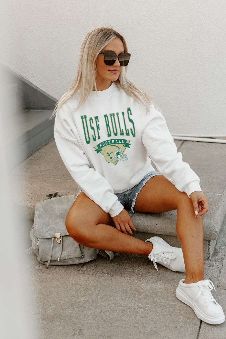 SOUTH FLORIDA BULLS SLOW MOTION PREMIUM FLEECE DROP SHOULDER CREWNECK PULLOVER