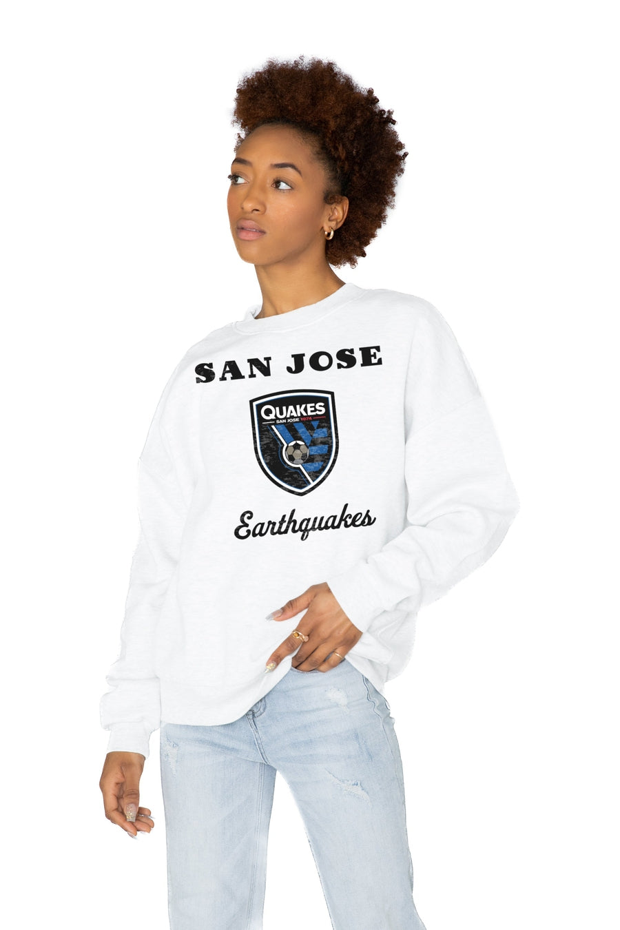 SAN JOSE EARTHQUAKES BALLER PREMIUM FLEECE DROP SHOULDER CREWNECK PULLOVER