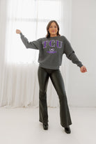 TCU HORNED FROGS SEAL THE DEAL PREMIUM FLEECE DROP SHOULDER CREWNECK PULLOVER