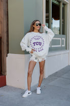 TCU HORNED FROGS SUPERSTAR PREMIUM FLEECE DROP SHOULDER CREWNECK PULLOVER