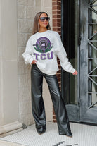 TCU HORNED FROGS HOT SHOT PREMIUM FLEECE DROP SHOULDER CREWNECK PULLOVER