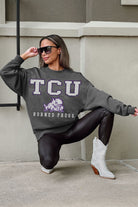 TCU HORNED FROGS EASY STREET PREMIUM FLEECE DROP SHOULDER CREWNECK PULLOVER