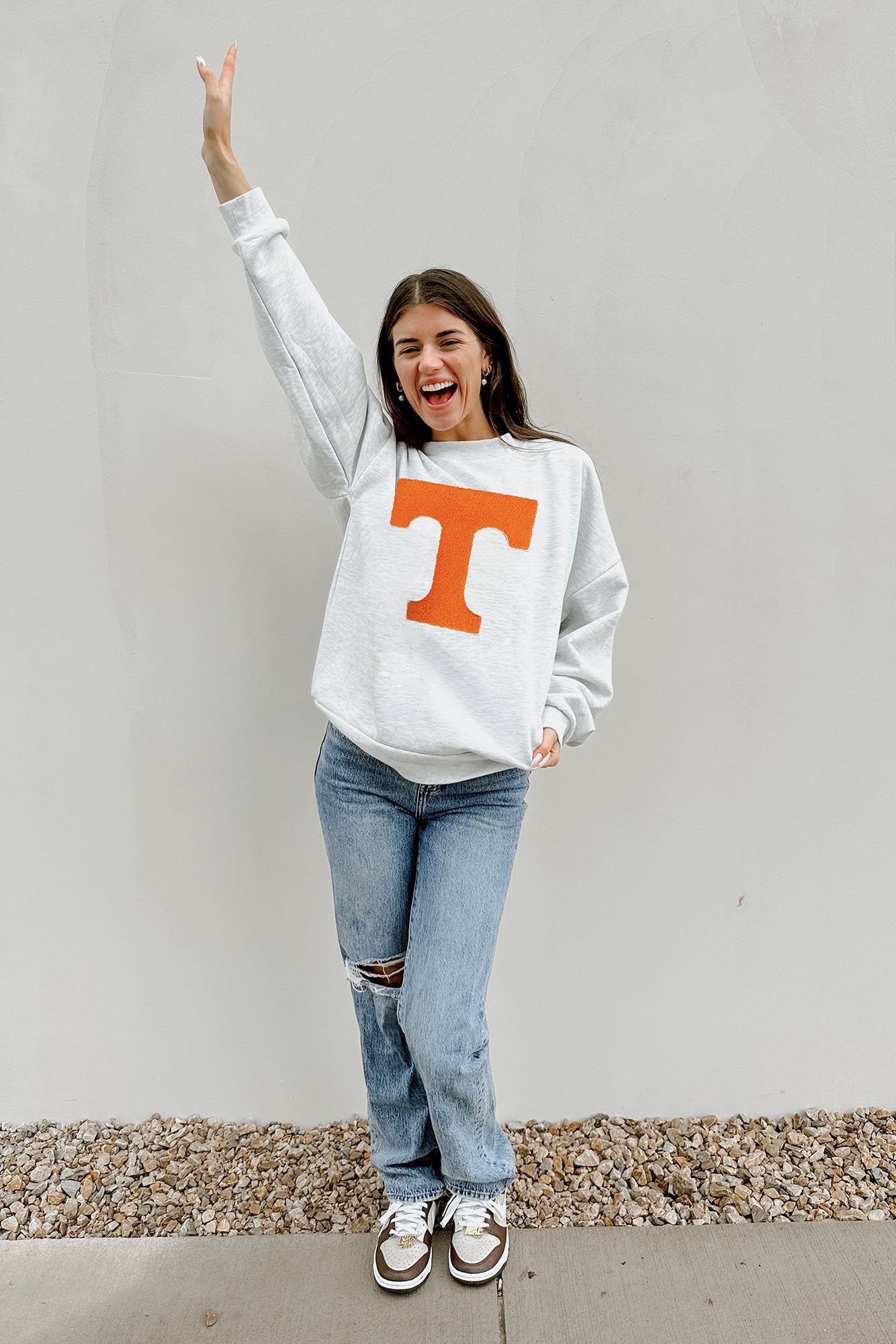 TENNESSEE VOLUNTEERS TAILGATE QUEEN PREMIUM FLEECE DROP SHOULDER CREWNECK PULLOVER BY MADI PREWETT TROUTT