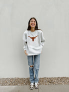 TEXAS LONGHORNS TAILGATE QUEEN PREMIUM FLEECE DROP SHOULDER CREWNECK PULLOVER BY MADI PREWETT TROUTT