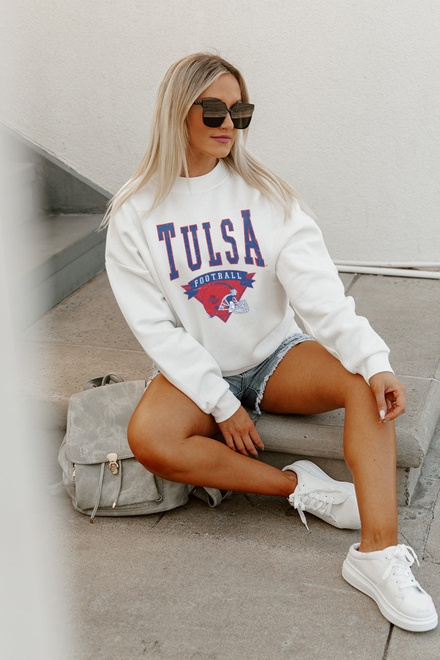 TULSA GOLDEN HURRICANE SLOW MOTION PREMIUM FLEECE DROP SHOULDER CREWNECK PULLOVER