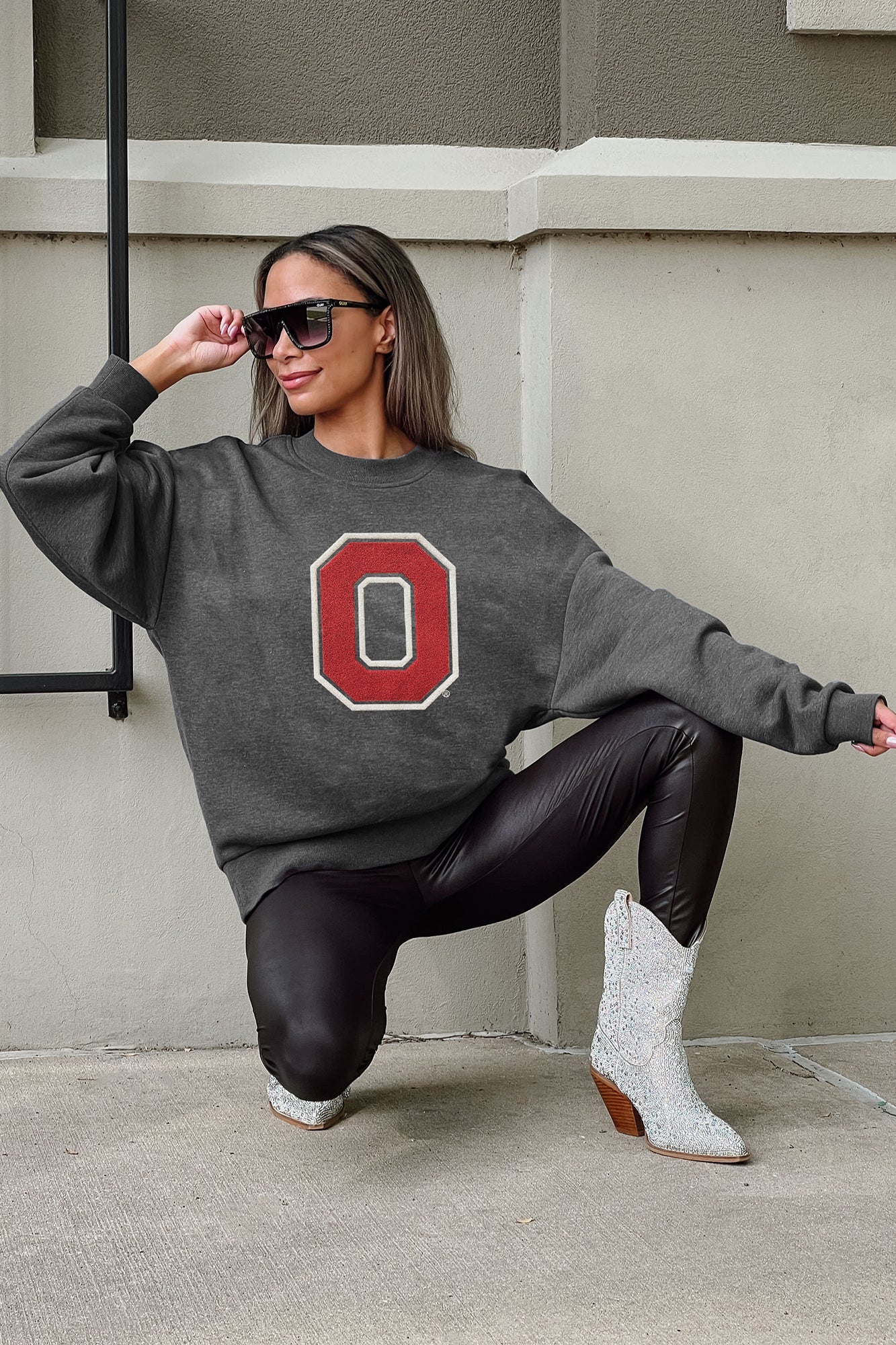 OHIO STATE BUCKEYES ON THE REBOUND PREMIUM FLEECE DROP SHOULDER CREWNECK PULLOVER