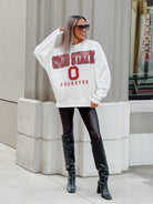 OHIO STATE BUCKEYES FREESTYLE PREMIUM FLEECE DROP SHOULDER CREWNECK PULLOVER