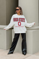 OHIO STATE BUCKEYES FREESTYLE PREMIUM FLEECE DROP SHOULDER CREWNECK PULLOVER