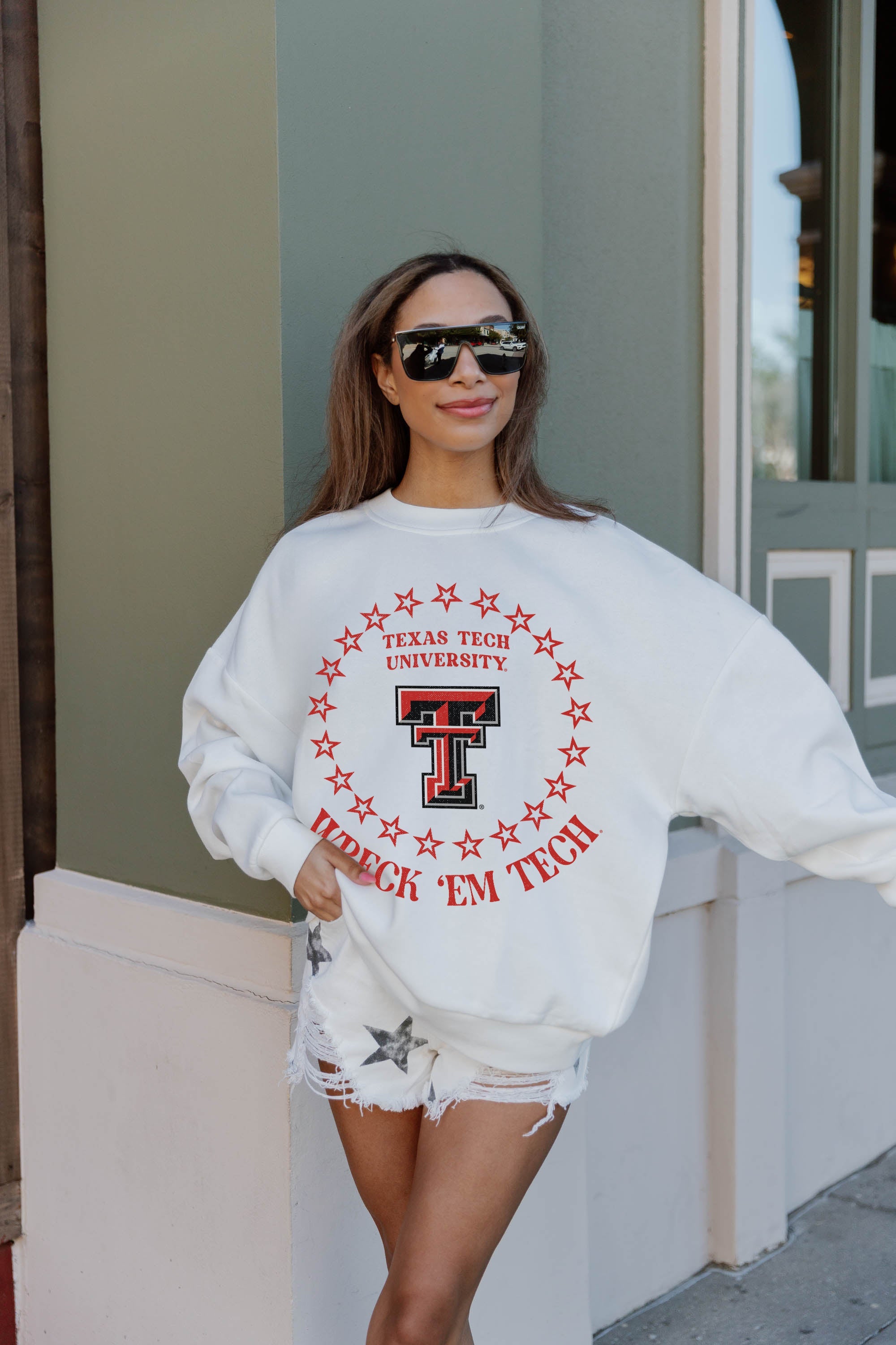 TEXAS TECH RED RAIDERS SUPERSTAR PREMIUM FLEECE DROP SHOULDER CREWNECK PULLOVER