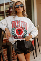 TEXAS TECH RED RAIDERS GO FIGHT WIN PREMIUM FLEECE DROP SHOULDER CREWNECK PULLOVER BY MADI PREWETT