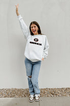 GEORGIA BULLDOGS TAILGATE QUEEN PREMIUM FLEECE DROP SHOULDER CREWNECK PULLOVER BY MADI PREWETT TROUTT