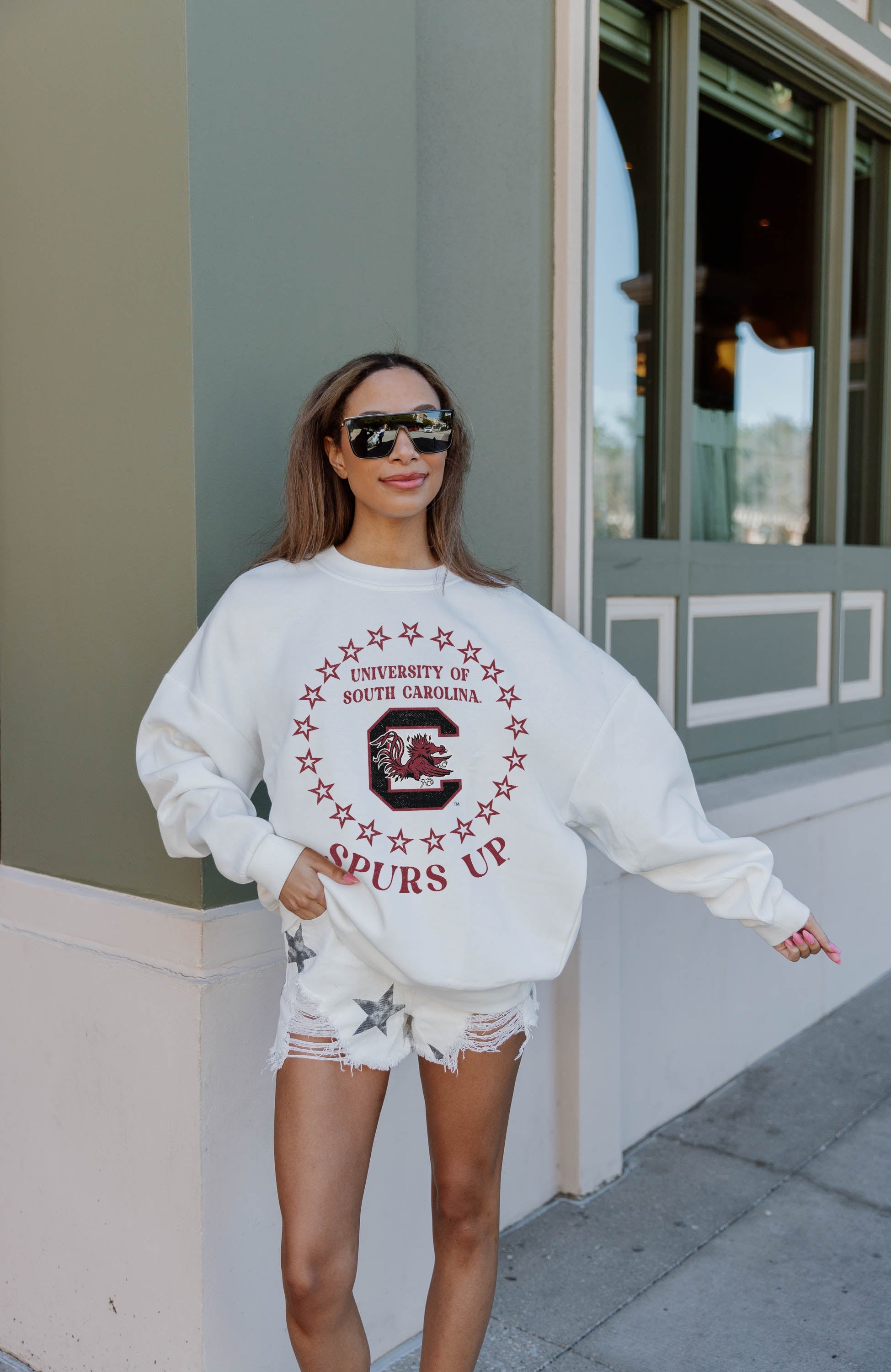 SOUTH CAROLINA GAMECOCKS SUPERSTAR PREMIUM FLEECE DROP SHOULDER CREWNECK PULLOVER