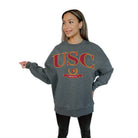 USC TROJANS SEAL THE DEAL PREMIUM FLEECE DROP SHOULDER CREWNECK PULLOVER