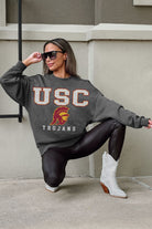 USC TROJANS EASY STREET PREMIUM FLEECE DROP SHOULDER CREWNECK PULLOVER