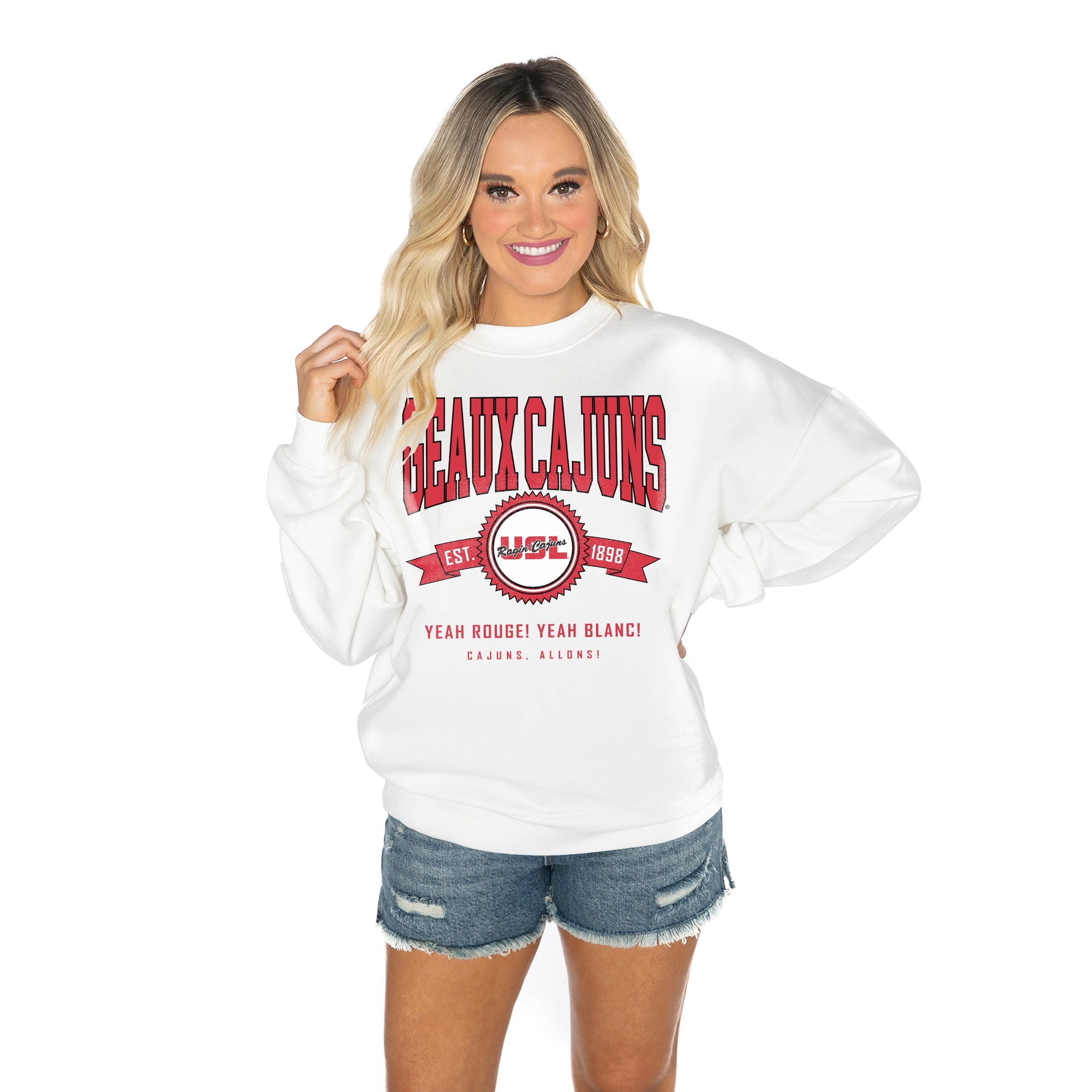 LAFAYETTE RAGIN' CAJUNS BAYOU BASH PREMIUM FLEECE DROP SHOULDER CREWNECK PULLOVER