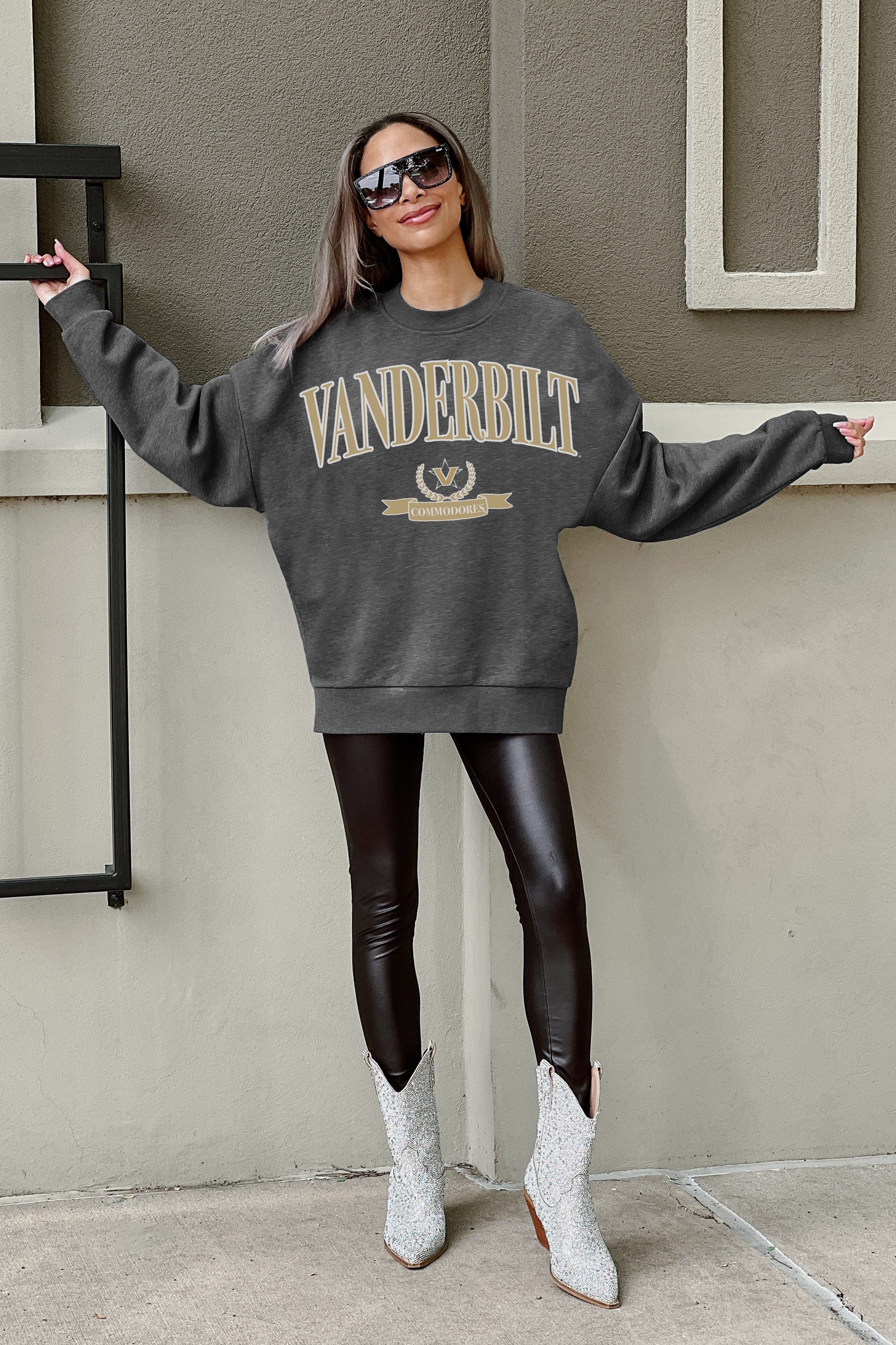 VANDERBILT COMMODORES SEAL THE DEAL PREMIUM FLEECE DROP SHOULDER CREWNECK PULLOVER