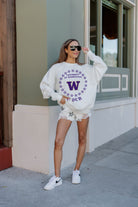 WASHINGTON HUSKIES SUPERSTAR PREMIUM FLEECE DROP SHOULDER CREWNECK PULLOVER