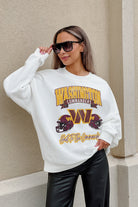 WASHINGTON COMMANDERS PASSING TIME PREMIUM FLEECE DROP SHOULDER CREWNECK PULLOVER