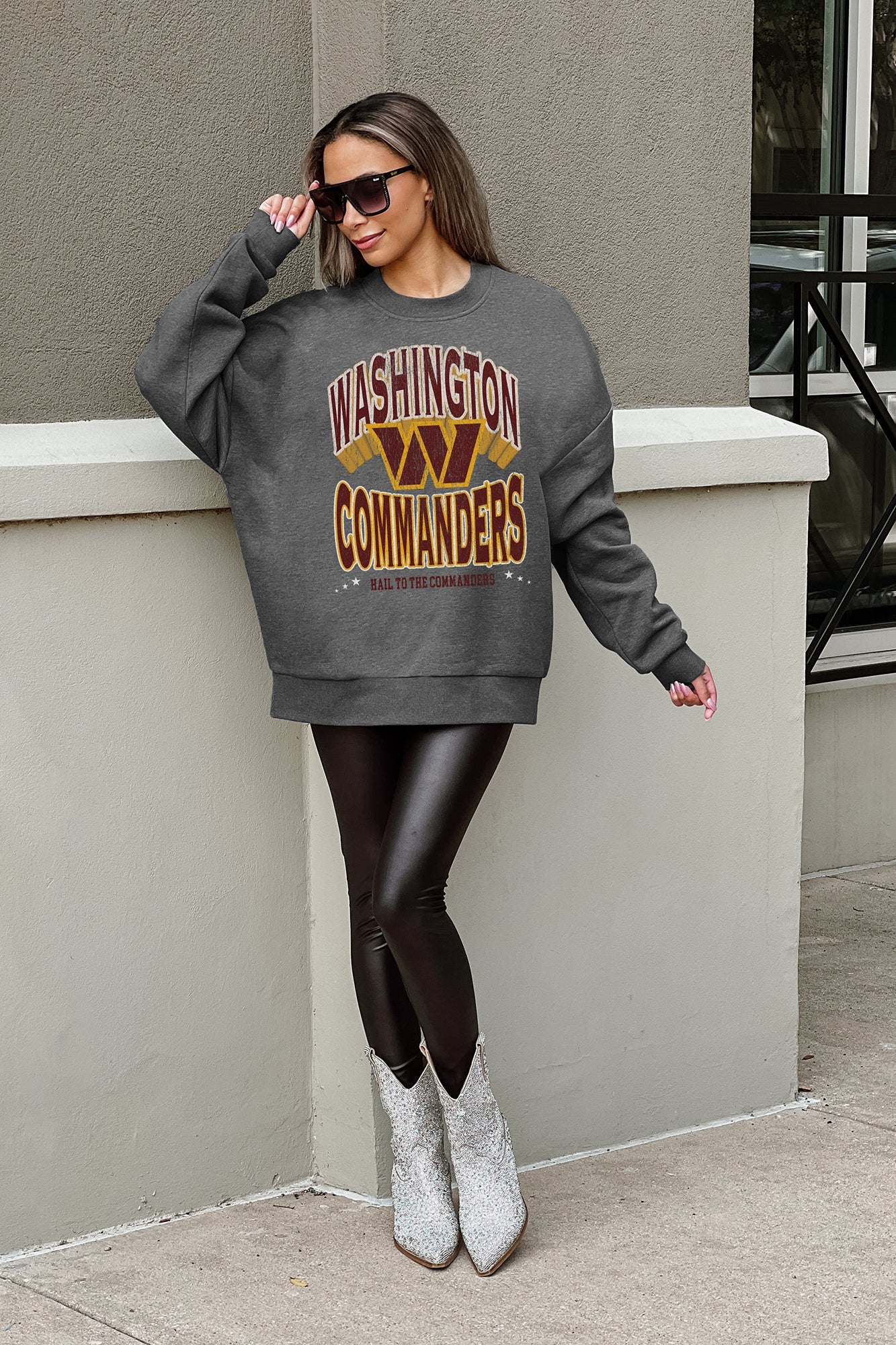 WASHINGTON COMMANDERS LONG WEEKEND PREMIUM FLEECE DROP SHOULDER CREWNECK PULLOVER